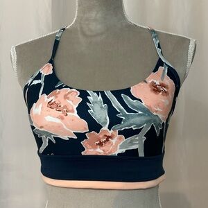 Jessica Simpson sports bra.  NWOT blue/peach floral design